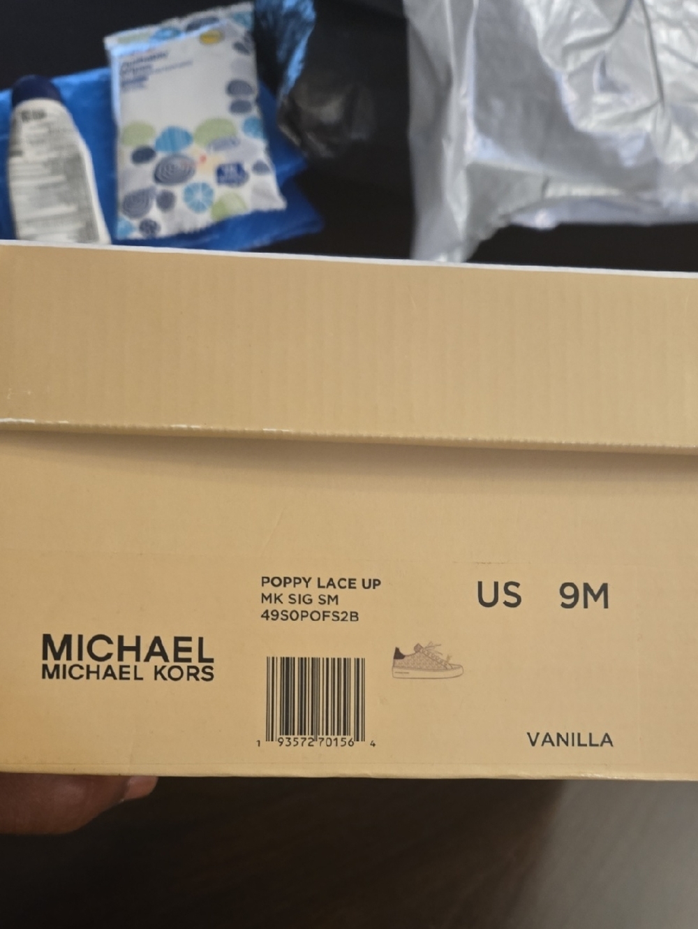 Michael Kors White and Gold Signature Lace-Up Sneakers - Picture 4 of 5